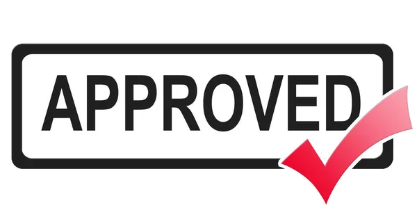 Approved Word Red Check Mark Isolated Rendering — Stock Photo, Image