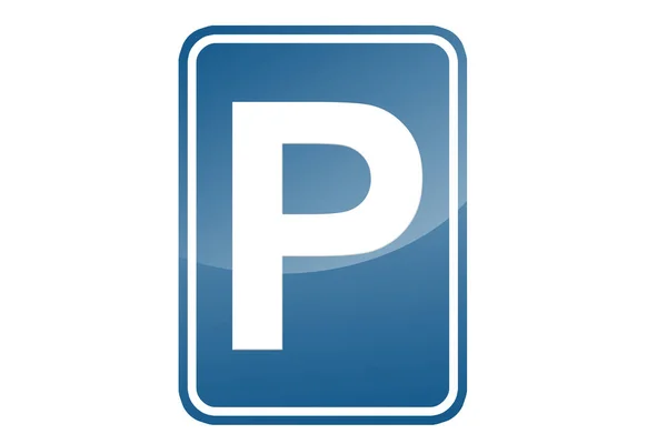 車の駐車記号と記号 車両用青アイコン 3Dレンダリング — ストック写真