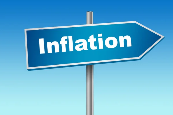 Blå Vägskylt Med Inflationsord Återgivning — Stockfoto