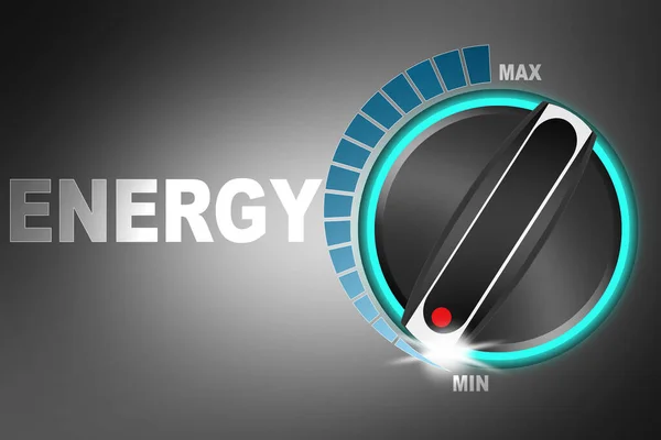 Laagste Energieniveau Concept Met Draai Knop Naar Minimum Rendering — Stockfoto