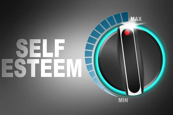 Maximum Level Self Esteem Concept Knob Rendering — Stock Photo, Image