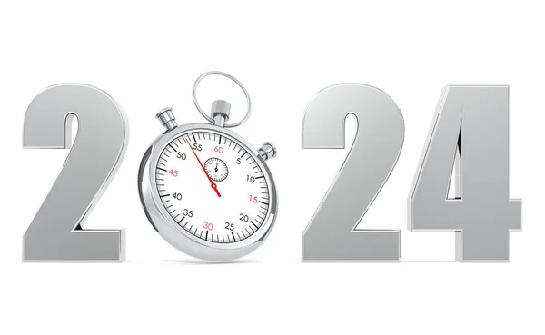 Year 2024 Stopwatch Isolated Rendering — Fotografia de Stock