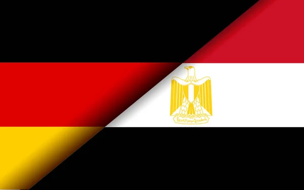 Flaggen Deutschlands Und Ägyptens Teilten Sich Diagonal Rendering — Stockfoto