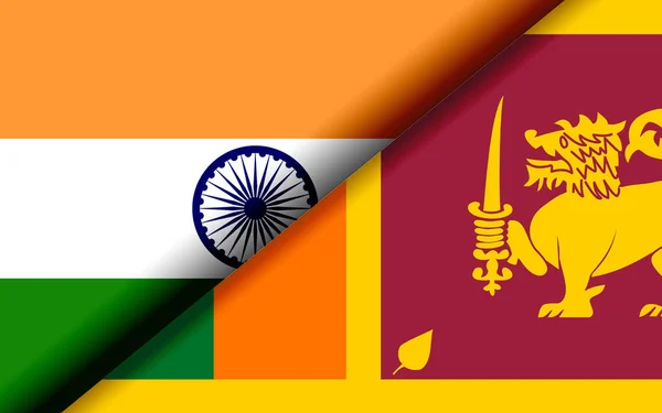 Прапори Індії Шрі Ланки Розділені Діагоналі Візуалізація — стокове фото