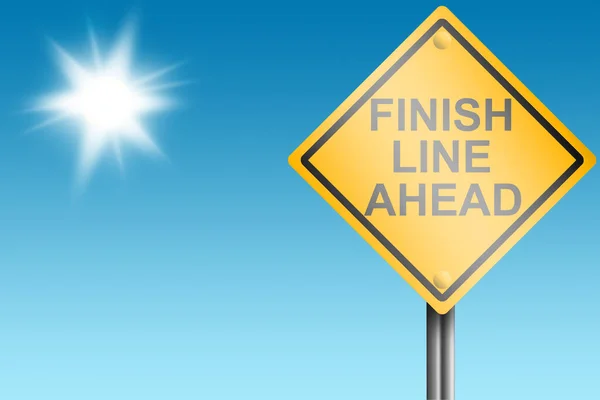 Finish Line Ahead Street Sign Blue Sky Rendering — Stock Photo, Image