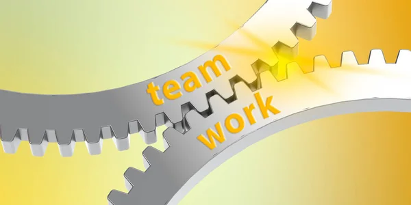 Team Work Word Gears Rendering — Stock Photo, Image