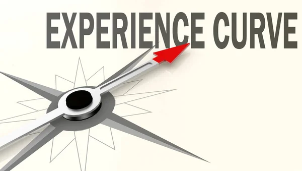 Experience Curve Word Compass Red Arrow Rendering — Stock Photo, Image