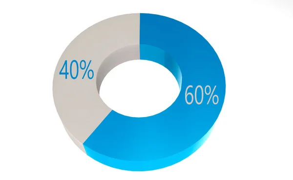 Шістдесят Відсотків Синьої Круглої Діаграми Рендеринга — стокове фото
