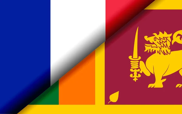 Bandiere Francia Sri Lanka Divise Diagonalmente Rendering — Foto Stock