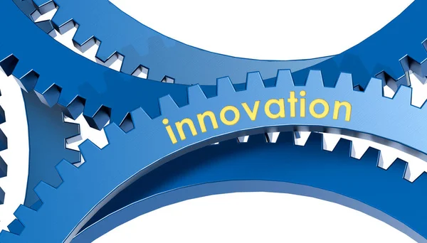 Innovation Word Blue Metal Gear Rendering — Stock Photo, Image