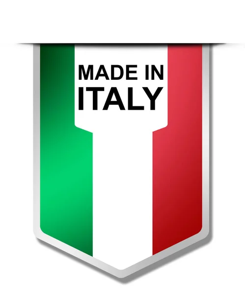 Feito Itália Palavra Sobre Banner Pendurado Renderização — Fotografia de Stock