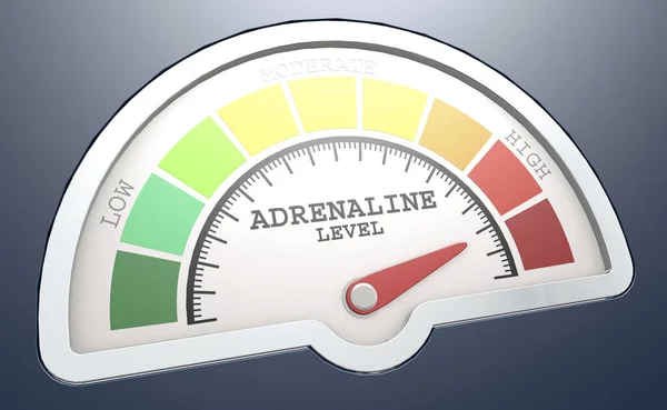 Adrenaline Level Measuring Scale Color Indicator Rendering — Stock Photo, Image