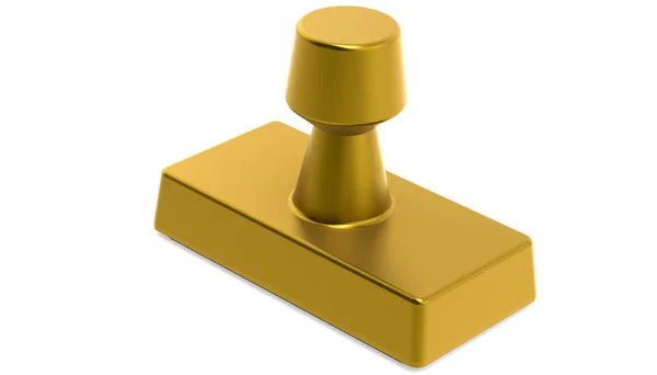 Gyllene Gummi Stämpel Isolerad Vit Bakgrund Rendering — Stockfoto