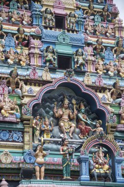 Singapur - Sep 17, 2022 Sri Layan Sithi Vinayagar Tapınağının dış perdesi, Hindu tapınağı Singapur, Çin Mahallesi