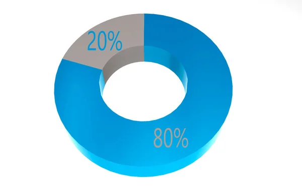 Eighty Percent Blue Pie Chart Rendering — Stock Photo, Image