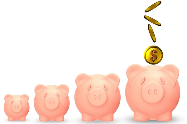 Coins Falling Piggy Saving Financial Money Deposit Concept Rendering — Stock Photo, Image