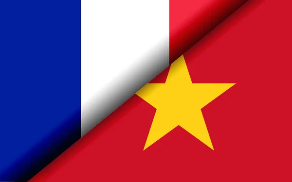 Drapeaux France Vietnam Divisés Diagonale Rendu — Photo