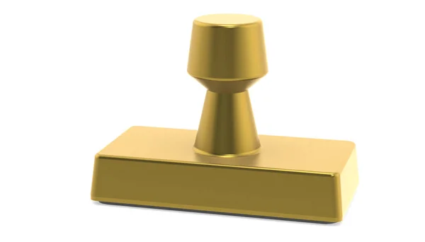 Gouden Rubberen Stempel Geïsoleerd Witte Achtergrond Rendering — Stockfoto