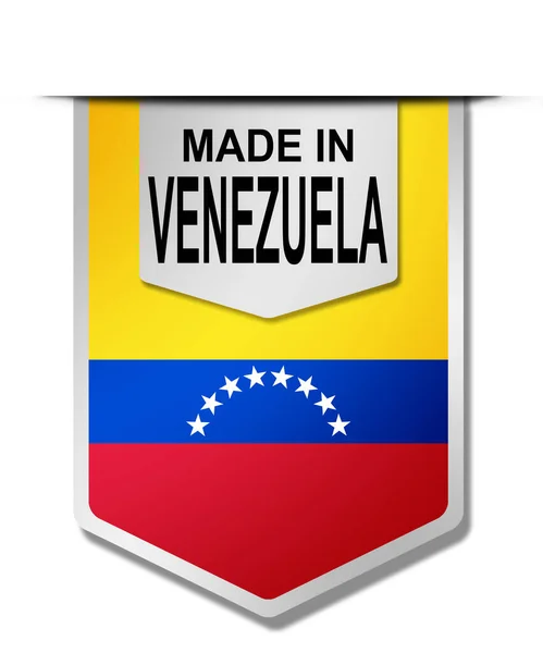 委内瑞拉制造的字挂在横幅上 3D渲染 — 图库照片