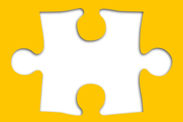 Missing Puzzle Piece Yellow Background Rendering — Stock Photo, Image