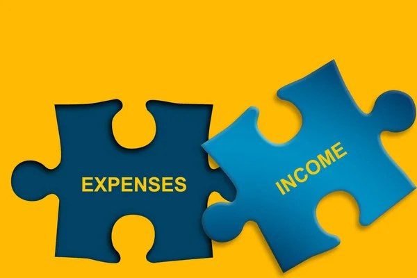 Expenses Income Text Jigsaw Puzzle Rendering — Stock Photo, Image