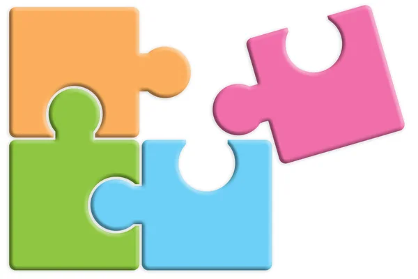 Four Pieces Jigsaw Puzzle Isolated Rendering — Stock Photo, Image