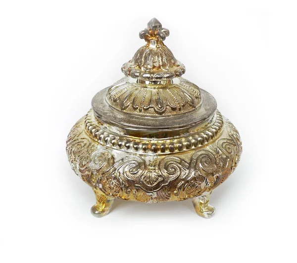 vintage eski püskü Telkari takı kutusu üzerinde beyaz izole