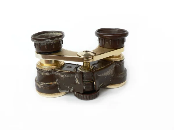 Beyaz arkaplanda izole edilmiş eski klasik tiyatro dürbünleri