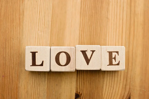 Love Word Written Wooden Blocks — Stockfoto