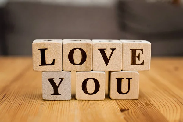 Love Word Written Wooden Blocks — Stockfoto