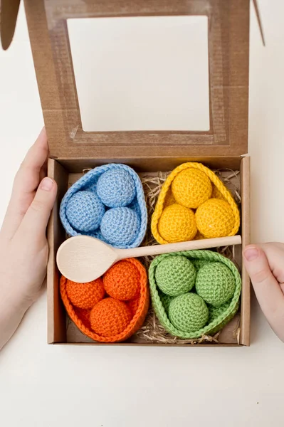 Crochet Safe Toys Gift Idea Babies Easter Colored Ball Sorting — Φωτογραφία Αρχείου