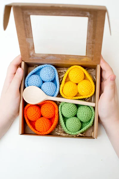 Crochet Safe Toys Gift Idea Babies Easter Colored Ball Sorting — Φωτογραφία Αρχείου