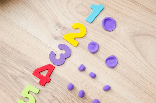 Play Doh Stones Numbers Counting Diy Game Mathematical Task Play — Photo