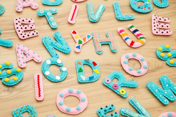 Hand Made Stuffed Felt Alphabet Letters Decorations Diy Ideas Creative — Φωτογραφία Αρχείου