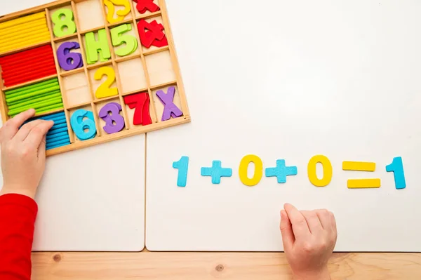 Wooden Numbers Implement Learning Count Help Digits Pop Toy Addition — Stock Photo, Image