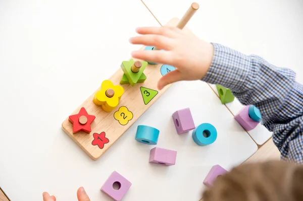 Aprendiendo Conteo Formas Colores Montessori Tipo Implemento Juguetes Madera Para —  Fotos de Stock