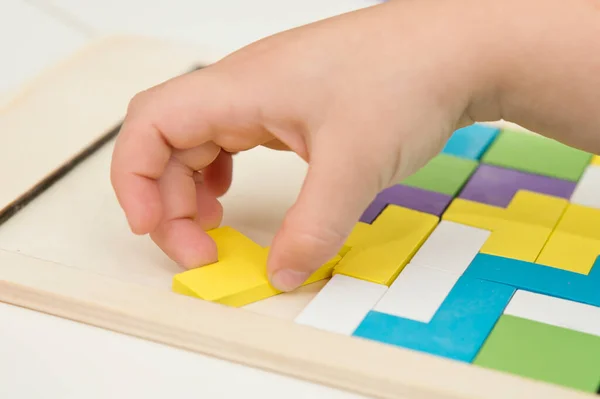 Wooden Puzzle Intelligent Brain Training Game Kids Get Smarter Improving — Stock fotografie