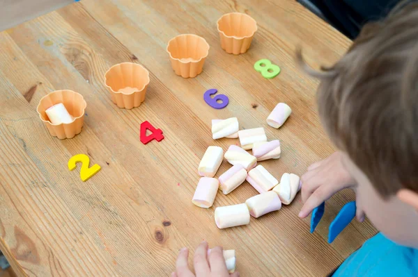 Fun Home Diy Game Children Idea Mommy Marshmallows Cupcake Molds — Stock Photo, Image