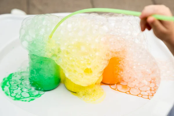 Burbujas Colores Juego Para Preescolar Rehabilitación Respiratoria Terapia Respiratoria Para — Foto de Stock