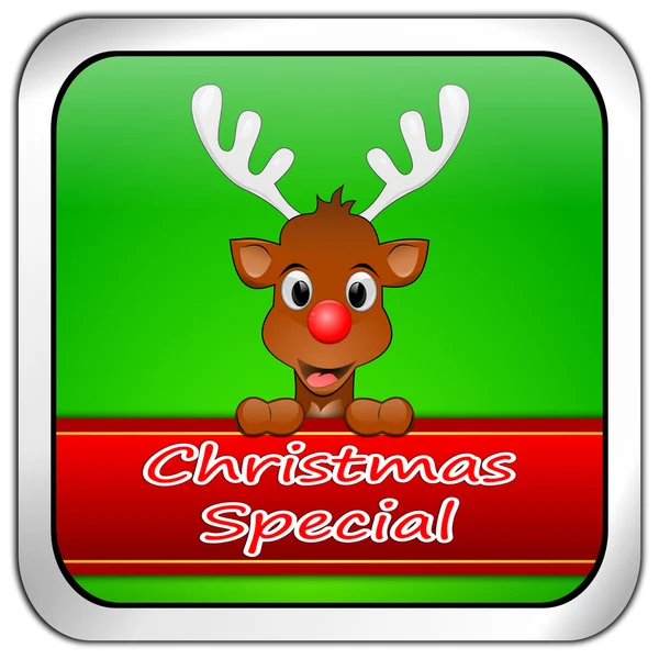 Botão especial de Natal com renas — Fotografia de Stock