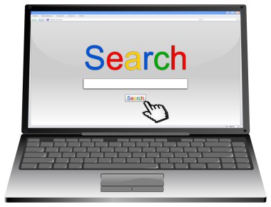 Laptop with Internet Search engine browser window