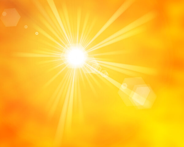 Summer sun rays with lens flare