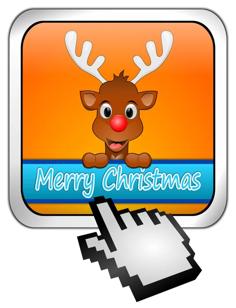 Reindeer wishing Merry Christmas Button with cursor — Stock Photo, Image