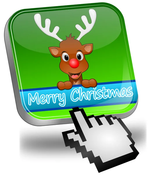 Rendieren wensen vrolijke Kerstmis knop met cursor — Stockfoto