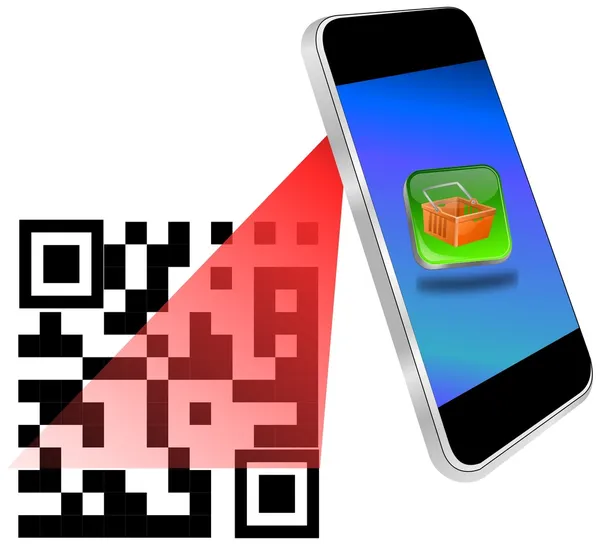 Smartphone skenování qr-code — Stock fotografie