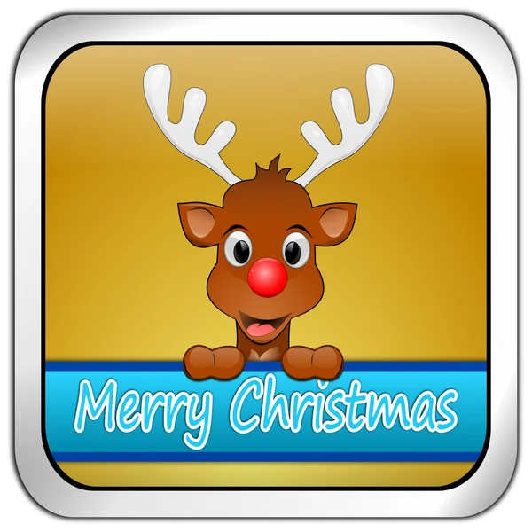 驯鹿许愿快乐圣诞按钮 — 图库照片