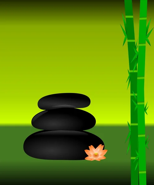Spa concept met bamboebos en zwarte zen stenen — Stockfoto