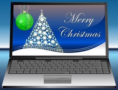 neşeli Noel kartı ile dizüstü bilgisayar
