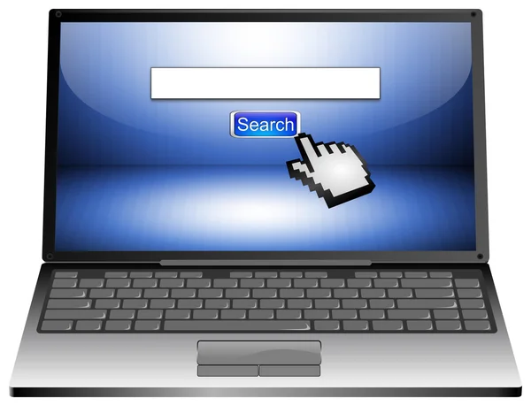 Laptop with internet web search engine — Stock Photo, Image