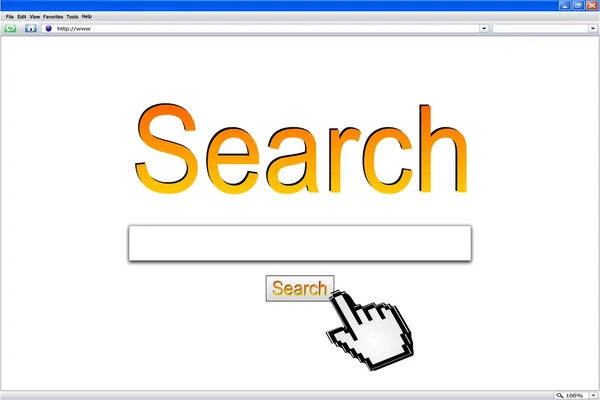 Окно браузера поисковой системы в Интернете — стоковое фото